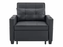 Sale Sillón de 1 plaza en cuero sintético con puerto USB y portavasos - Convertible en cama o chaise longue Sillón Cama