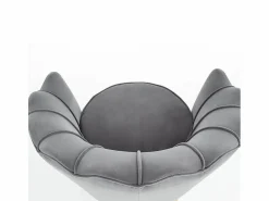 Hot MSO Sillón de concha de terciopelo con patas doradas CAPRICA Gris