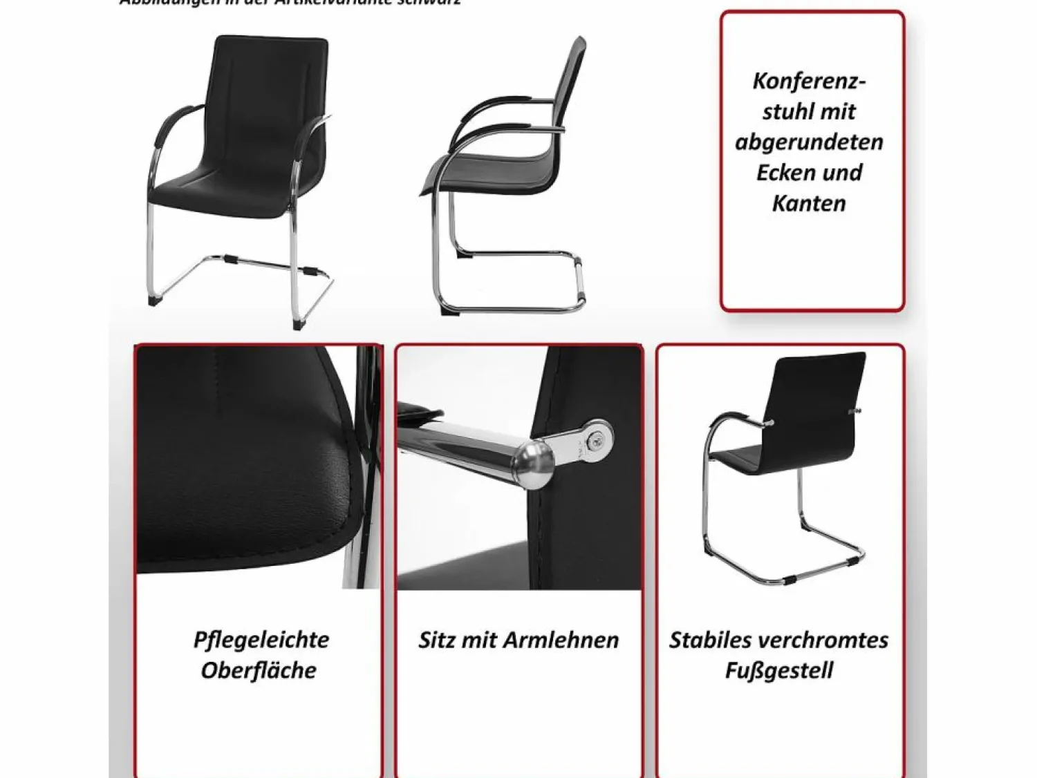 MCW Sillón de conferencia Perm (juego de 2), Negro