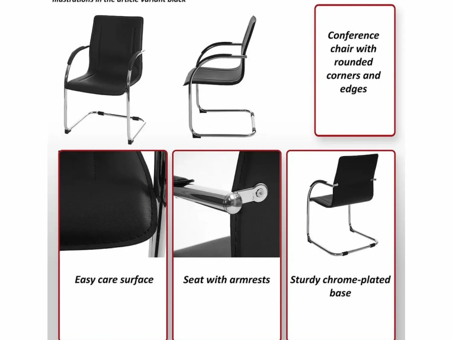 MCW Sillón de conferencia Perm (juego de 2), Negro