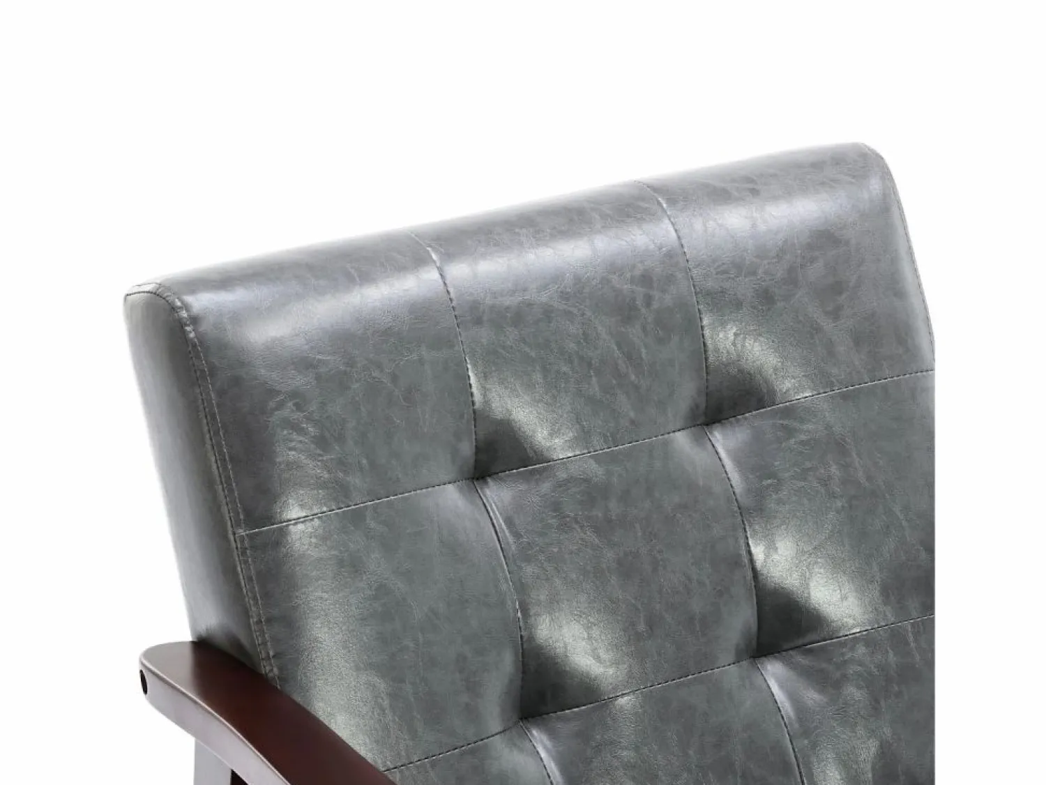 Outlet Sillón de cuero artificial tapizado estilo vintage - Sillón de madera natural para oficina o dormitorio, azul Sillón De Piel