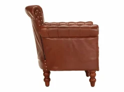 Discount Sillón de cuero auténtico de cabra marrón Sillón De Piel