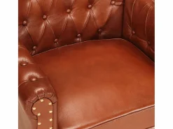 Discount Sillón de cuero auténtico de cabra marrón Sillón De Piel