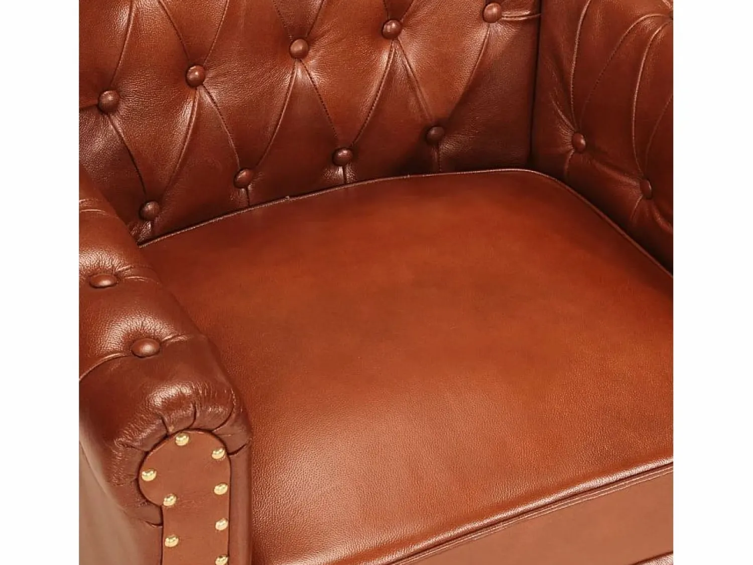 Discount Sillón de cuero auténtico de cabra marrón Sillón De Piel