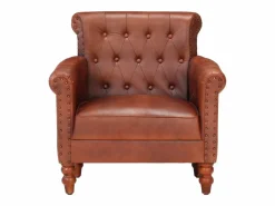 Clicnbuy Sillón de cuero auténtico de cabra marrón oscuro
