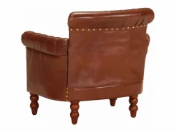 Clicnbuy Sillón de cuero auténtico de cabra marrón oscuro