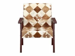 New Sillón de cuero auténtico de cabra blanco y marrón Sillón De Piel