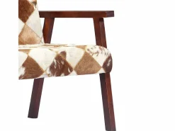 New Sillón de cuero auténtico de cabra blanco y marrón Sillón De Piel