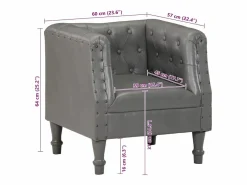 vidaxl Sillón de cuero auténtico Gris