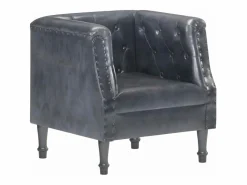 vidaxl Sillón de cuero auténtico Gris