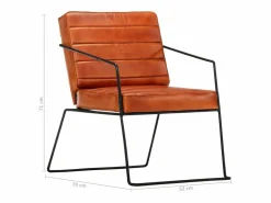 Sale vidaxl Sillón de cuero auténtico marrón canela Marru00f3n