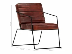 Clicnbuy Sillón de cuero auténtico marrón oscuro