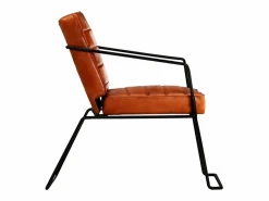 Clicnbuy Sillón de cuero auténtico marrón canela Marru00f3n