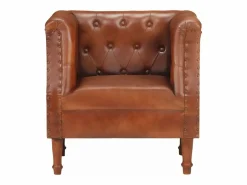 Discount vidaxl Sillón de cuero auténtico marrón Marru00f3n