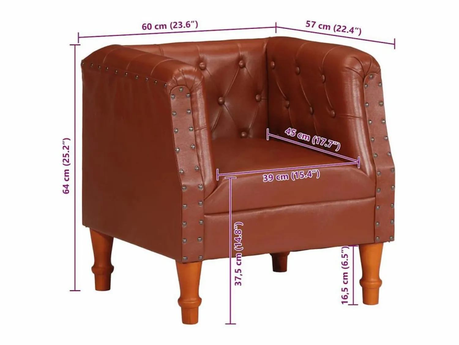 Discount vidaxl Sillón de cuero auténtico marrón Marru00f3n