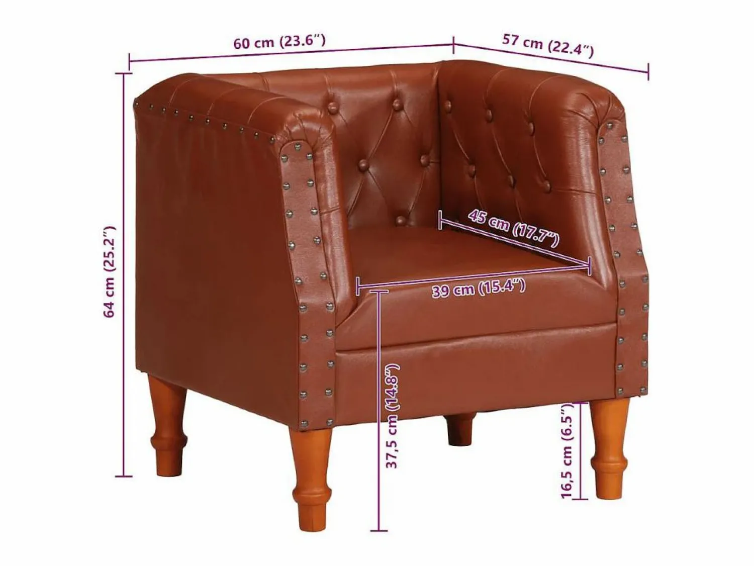 Discount vidaxl Sillón de cuero auténtico marrón Marru00f3n