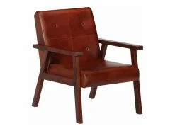 Clicnbuy Sillón de cuero auténtico marrón oscuro