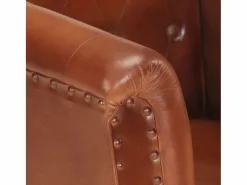 Clearance Sillón de cuero auténtico marrón Sillón De Piel