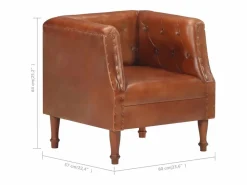 Clearance Sillón de cuero auténtico marrón Sillón De Piel