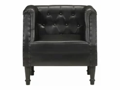 Clicnbuy Sillón de cuero auténtico Negro