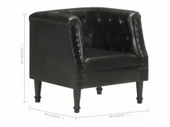 Clicnbuy Sillón de cuero auténtico Negro