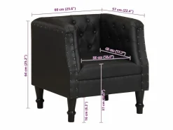 Clicnbuy Sillón de cuero auténtico Negro