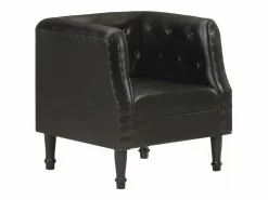 Clicnbuy Sillón de cuero auténtico Negro