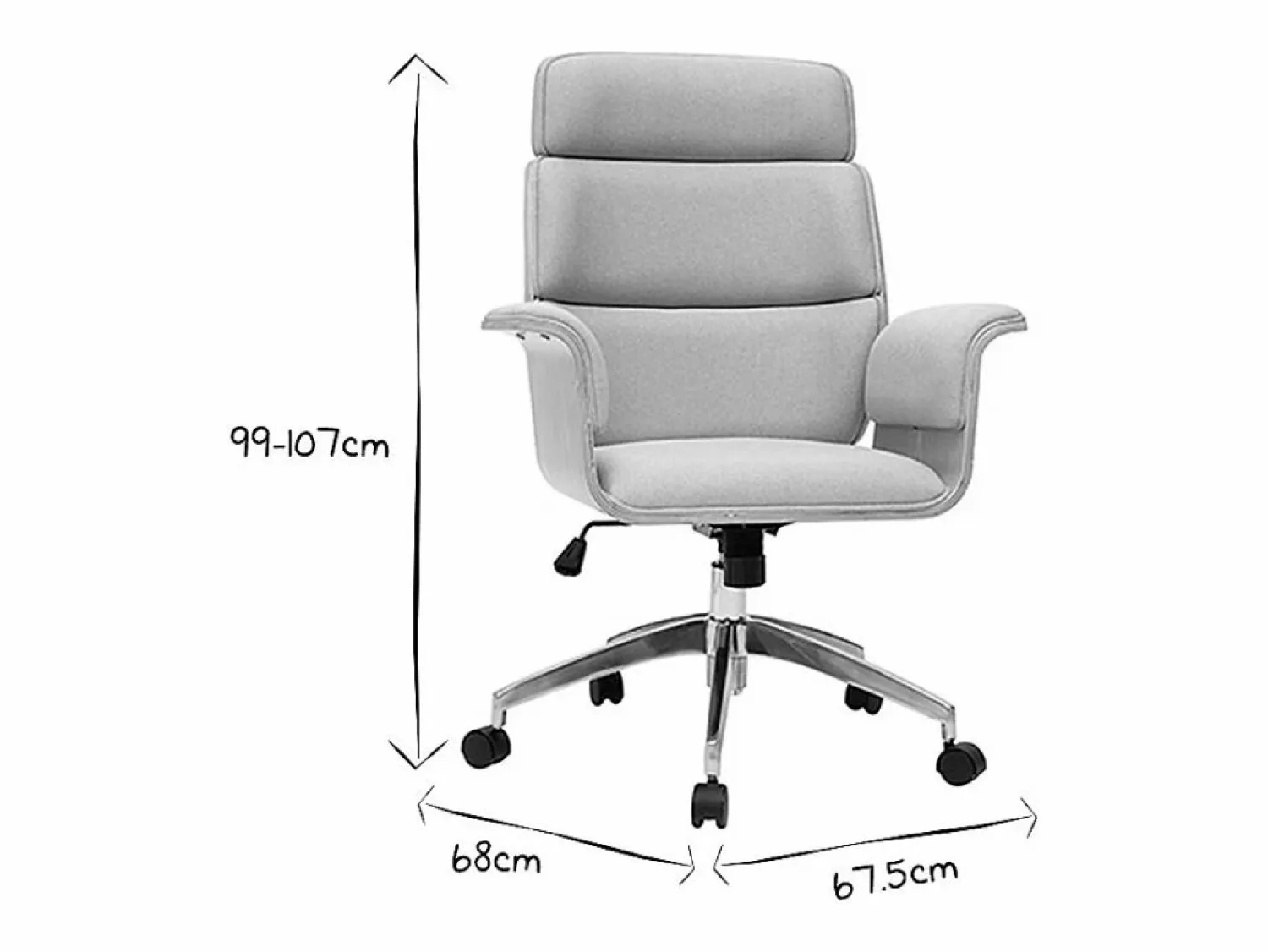Sale Miliboo Sillón de escritorio en tejido y madera clara ELON Gris