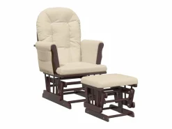 vidaxl Sillón de lactancia con taburete tela blanco