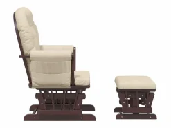 vidaxl Sillón de lactancia con taburete tela blanco