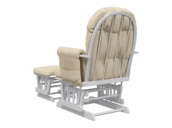 New Sillón de lactancia con taburete tela blanco Sillón Balancín