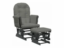 vidaxl Sillón de lactancia con taburete tela oscuro Gris