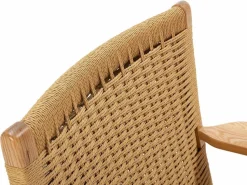 Hot Les Tendances Sillón de madera clara con cuerda natural Petunia Beige