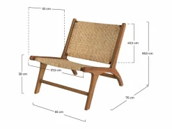 Hot Sillón de madera de teca y ratán natural - Kilka Sillón De Mimbre