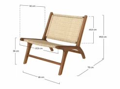 Hot Rendez-Vous Déco Sillón de madera de teca y ratán natural - Kilka Marru00f3n