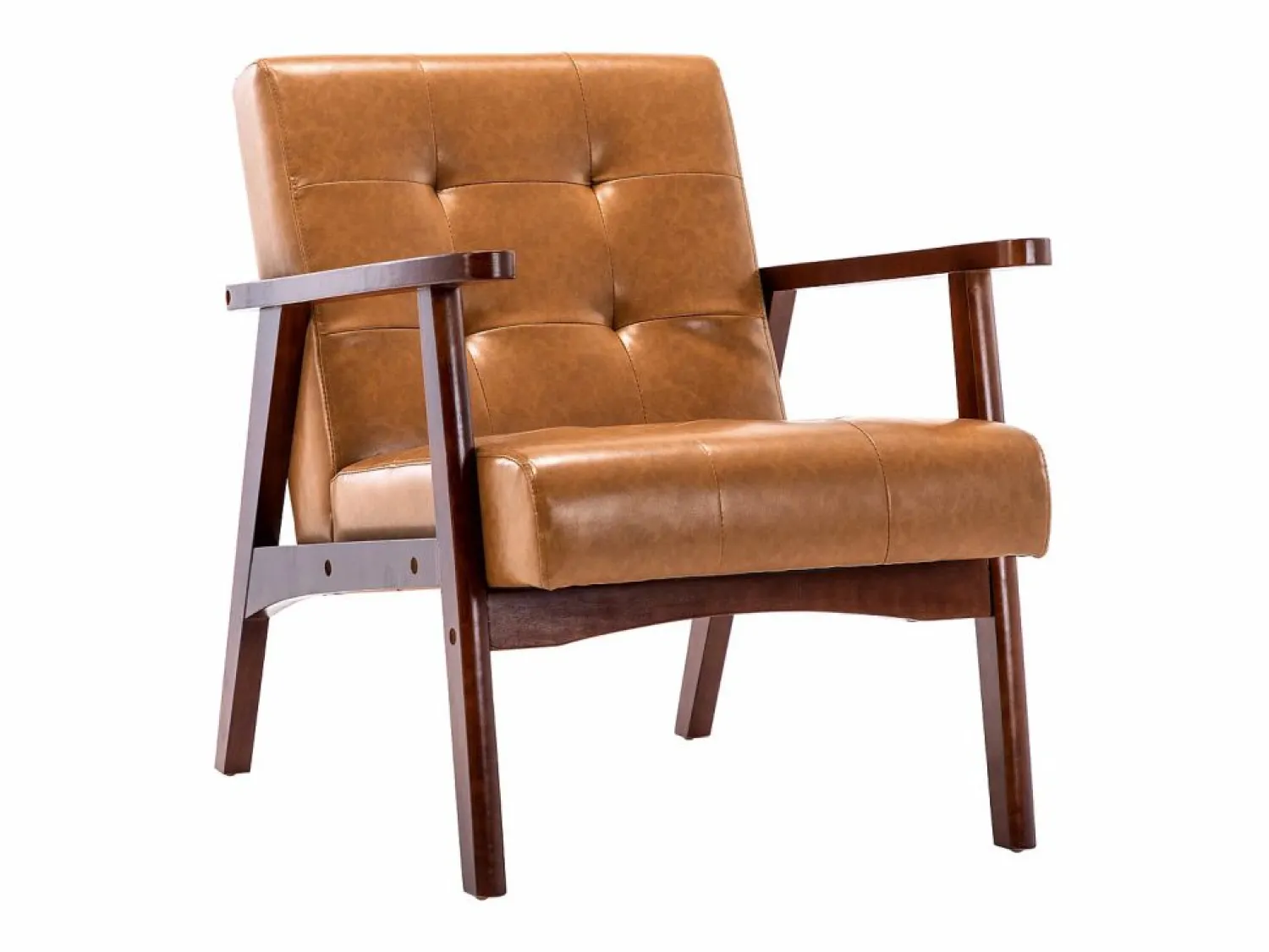 Sale Sillón de Madera Maciza con Diseño Escandinavo Moderno - Cuero Natural Hipoalergénico Gris para Salón, Oficina o Dormitorio, Dimensiones 67x76x76 cm Sillón De Piel