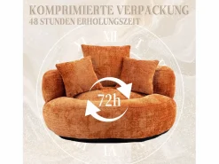 DripeX Sillón de marisco de marisco - tela de oranja de oranja - con 3 almohadas - carga máxima de 250 kg - 108x108x52cm