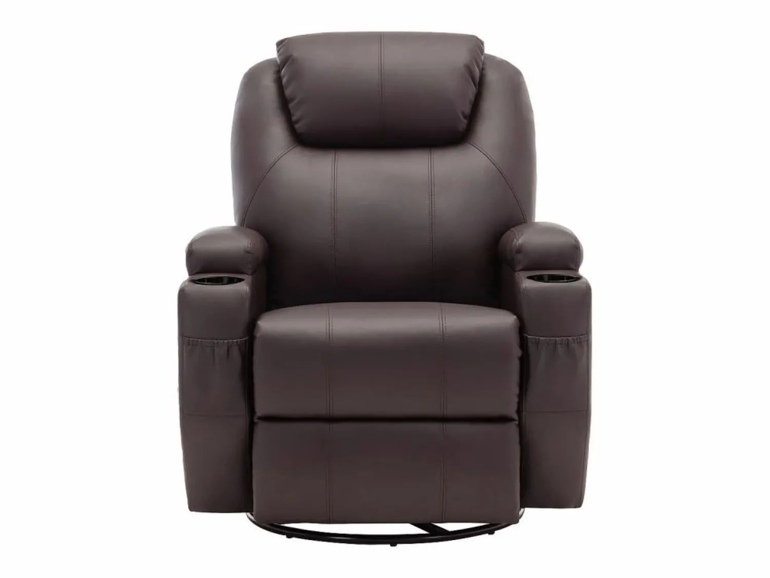 Vente-unique Sillón de masaje de piel sintética - Marrón - SILVANO - golpeteos y vibraciones
