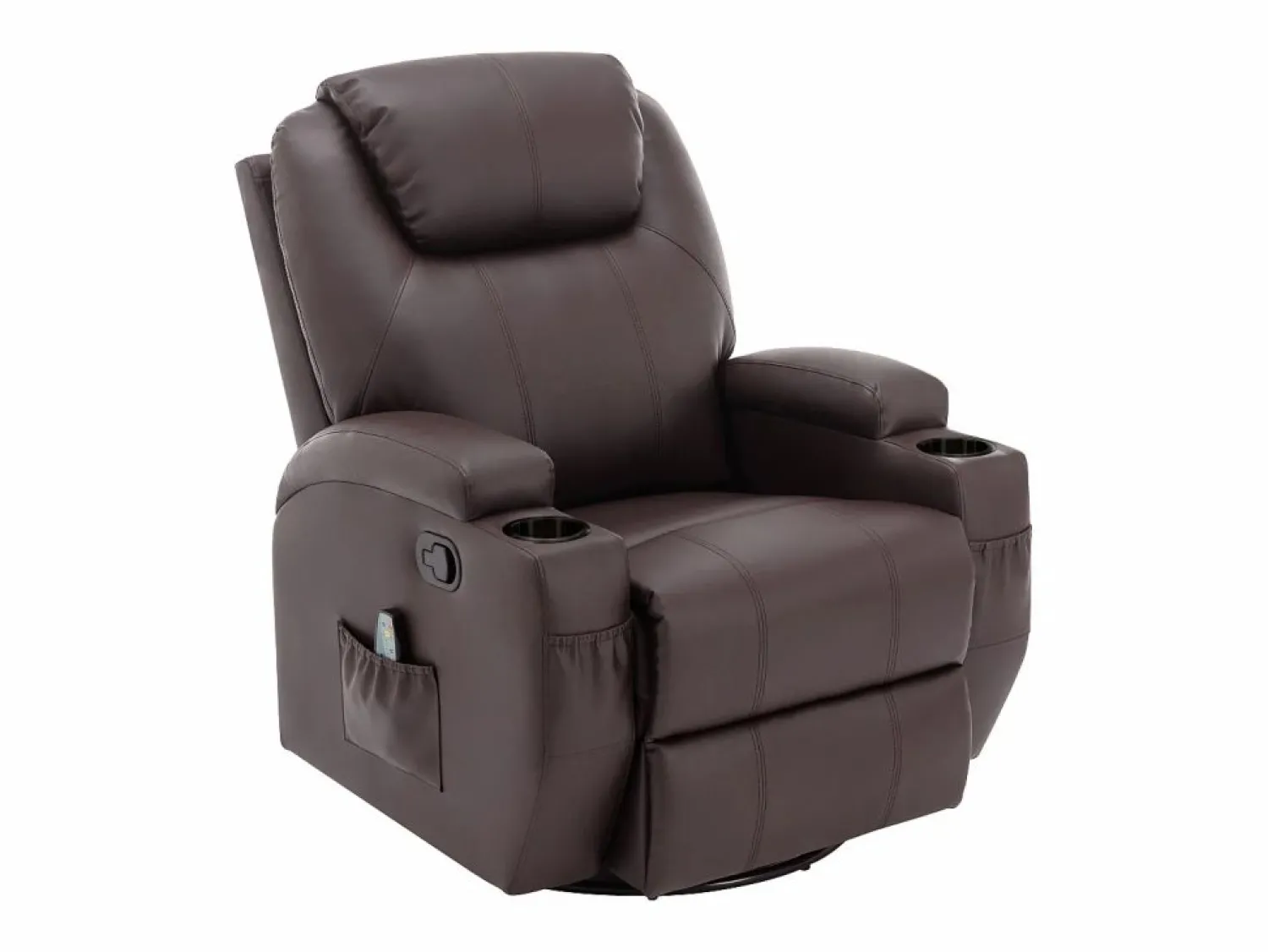 Vente-unique Sillón de masaje de piel sintética - Marrón - SILVANO - golpeteos y vibraciones