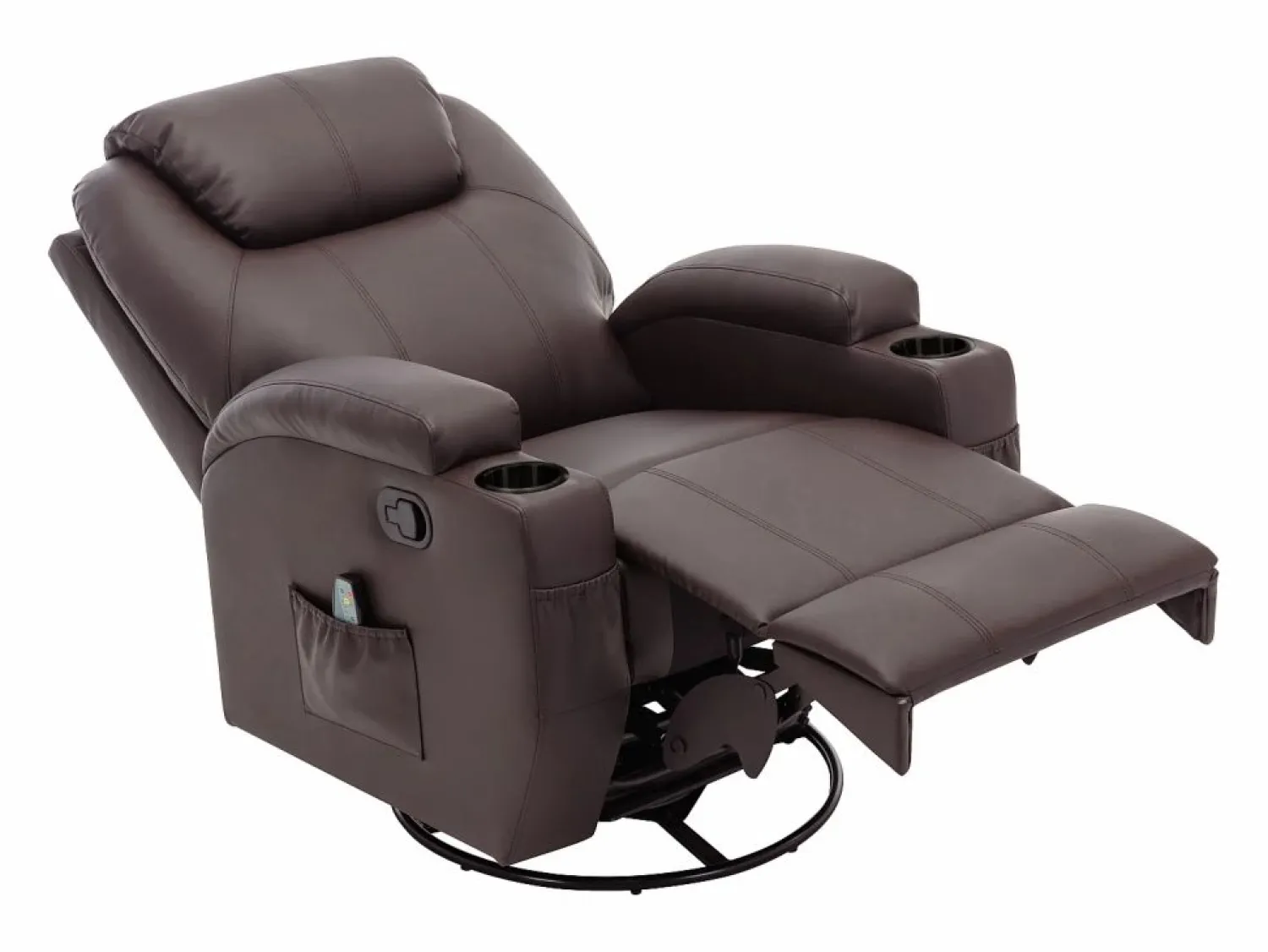 Vente-unique Sillón de masaje de piel sintética - Marrón - SILVANO - golpeteos y vibraciones