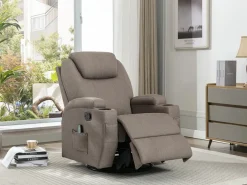 Vente-unique Sillón de masaje de tela - - SILVANO - golpeteos y vibraciones
