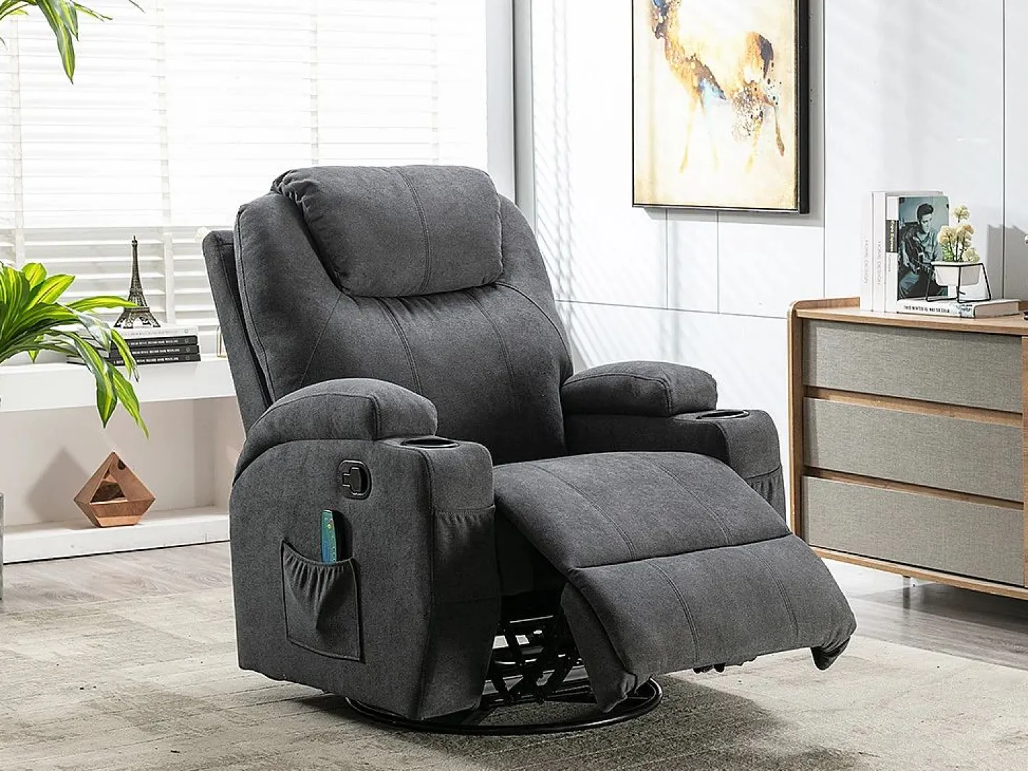 Vente-unique Sillón de masaje de tela - - SILVANO - acupresión y vibraciones
