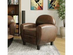 Rendez-Vous Déco Sillón de microfibra marrón antiguo - Club