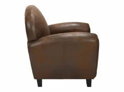 Rendez-Vous Déco Sillón de microfibra marrón antiguo - Club