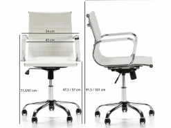 Hot VS Venta-stock Sillón de Oficina Croma reclinable , Piel sintética, Altura Ajustable Blanco