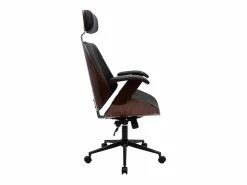 Sale Miliboo Sillón de oficina de dirección de diseño , madera oscura y metal MUSK Negro