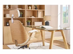 Hot Sillón de oficina de dirección de diseño , madera clara y acero cromado MUSK Silla De Oficina