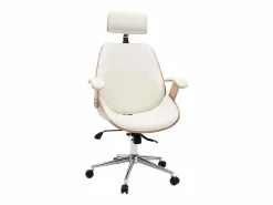 Hot Sillón de oficina de dirección de diseño , madera clara y acero cromado MUSK Silla De Oficina