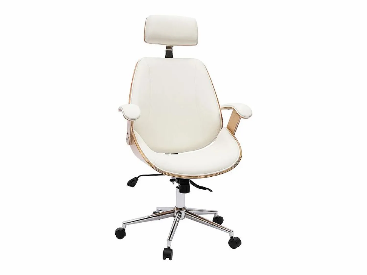 Hot Sillón de oficina de dirección de diseño , madera clara y acero cromado MUSK Silla De Oficina