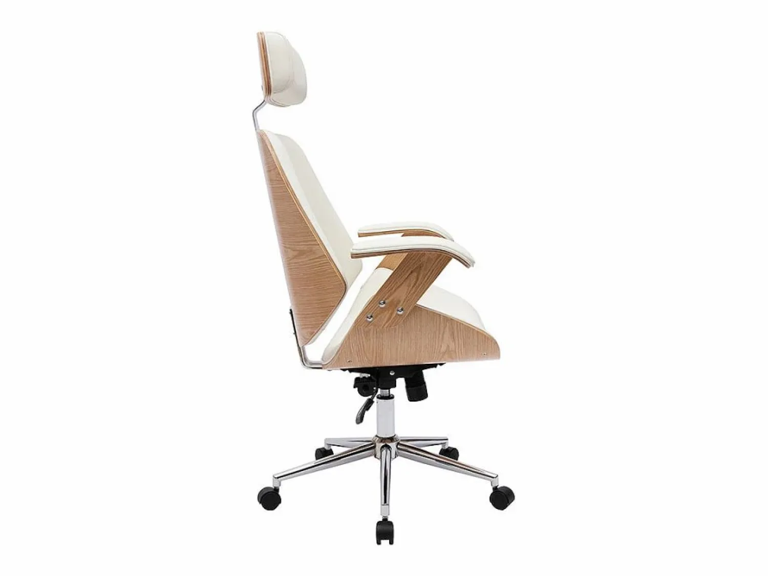 Hot Sillón de oficina de dirección de diseño , madera clara y acero cromado MUSK Silla De Oficina